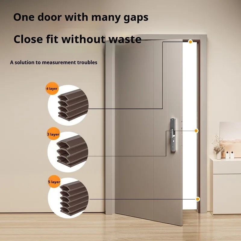 6M Tearable Weather Strip Anti-theft Door Multi-layer Windproof Dust-proof Self-adhesive Sound Insulation Window Gap Seal Strip Qme