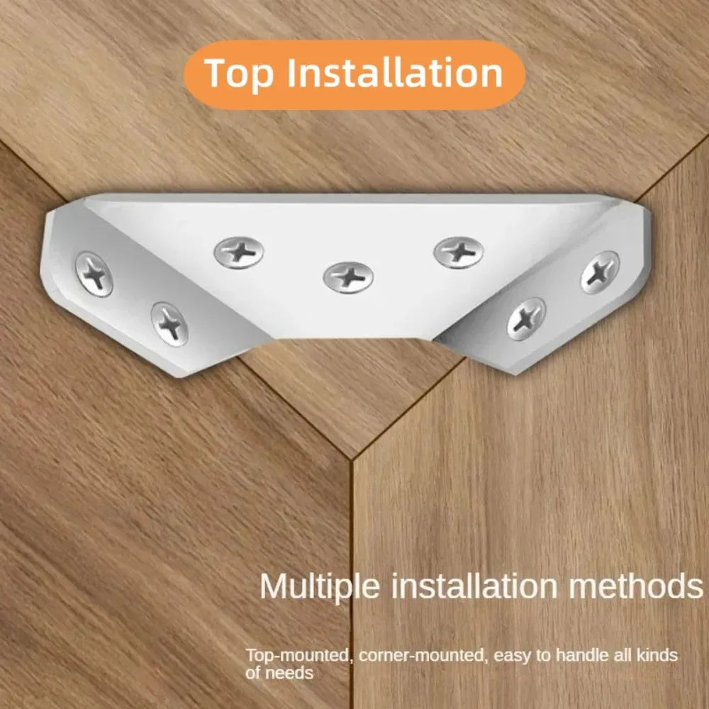 100Pc-12Pc Stainless Steel Angle Bracket Universal Furniture Right Angle Fixed Bracket Cabinet Trapezoidal Layer Board Connector Qme
