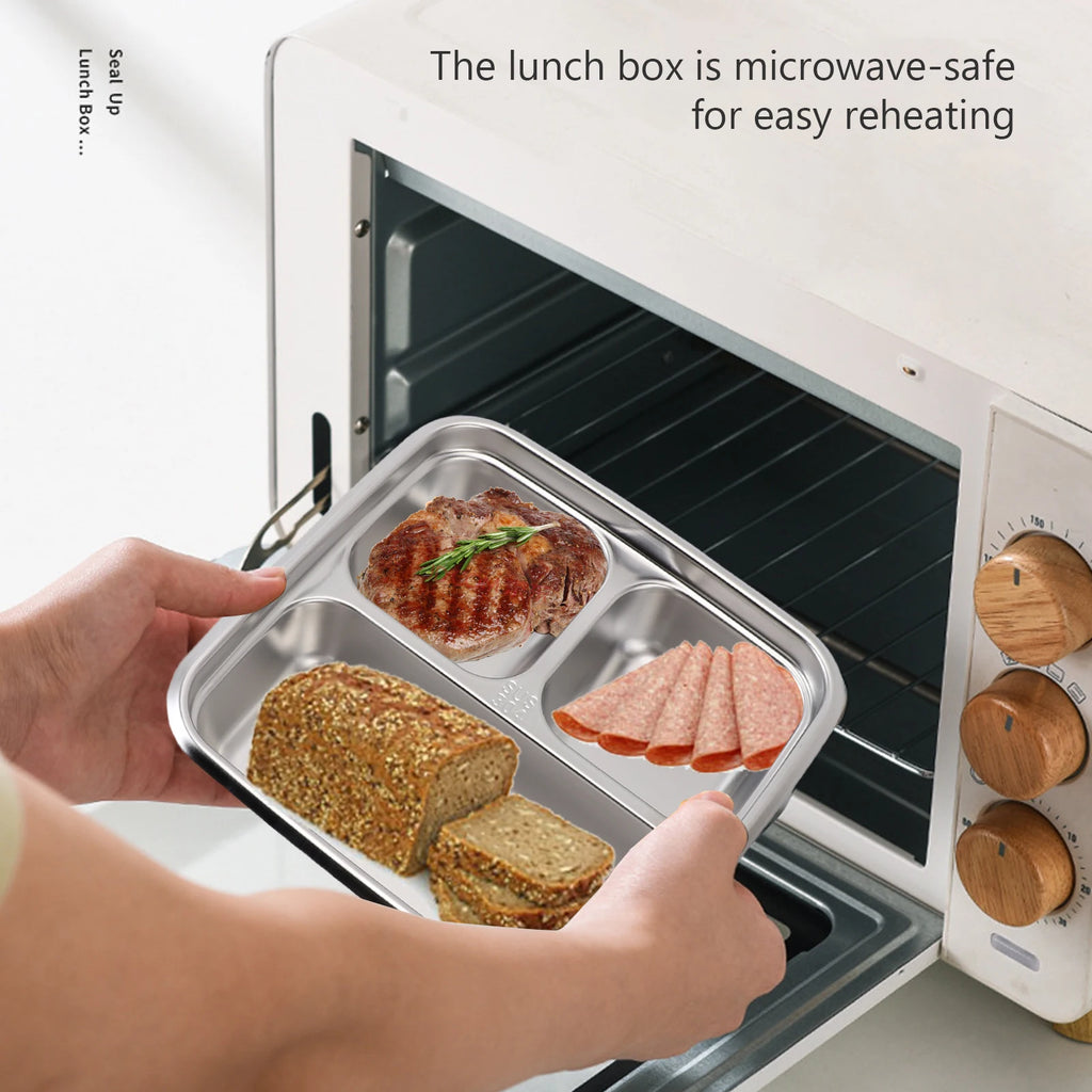 Freezer Lunch Box Outdoor Picnic Stainless Steel Food Container 1200m Capacity Lunch Box with Divided Compartments Qme