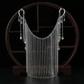 Temperament Women Ancient Style Chain Alloy Hair Accessories Cover Face Jewelry Hanfu Headdress Tassel Veil Qme white