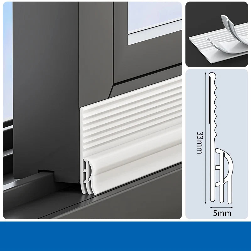2/4M TPE Anti-Cold Sliding Window Seal Strip Sound Insulation Self Adhesive Triple Windproof Door Under Adjustable Weatherstrip Qme