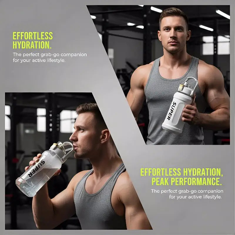 Large-capacity Sports Water Bottle 2 Liters Trendy INS Straw Cup Qme