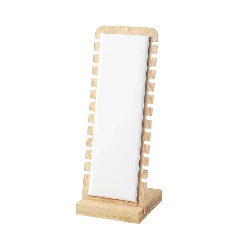 Solid Bamboo Wood Jewelry Display Stand Necklace Showcase Holder Pendant, Long Chain Handing Organizer Holder For Necklaces Qme WHITE