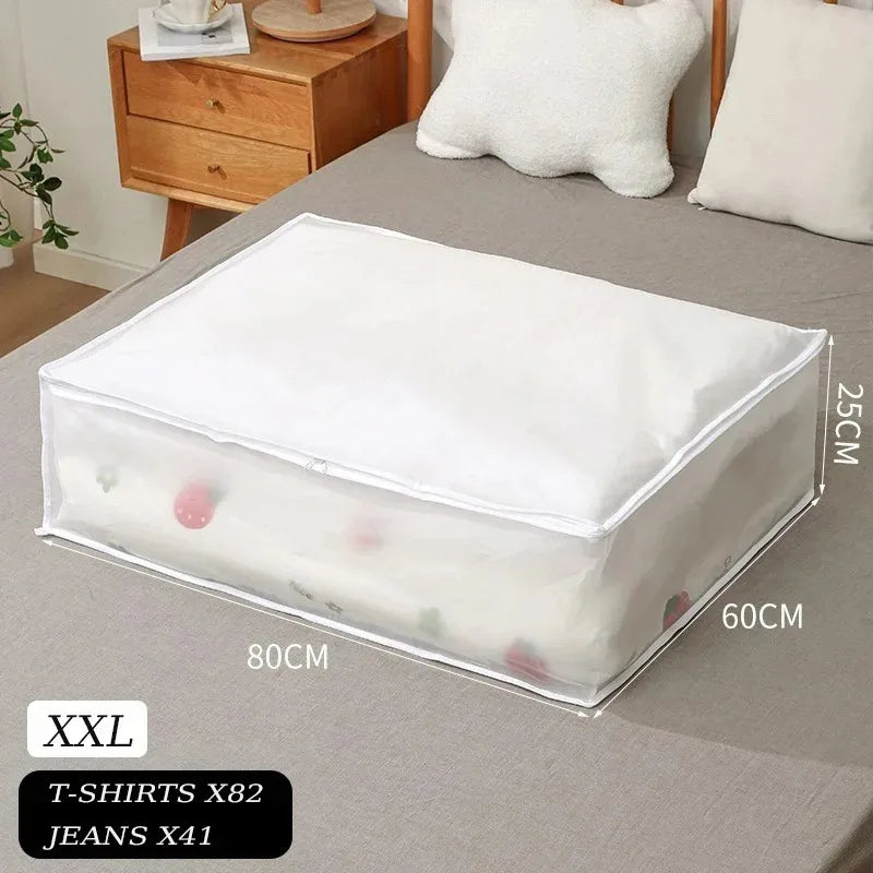 1-2Pcs Household Blanket Wardrobe Underbed Storage Bag Foldable Large Capacity Waterproof Dustproof Clothes Quilt Storage Bag Qme white XXL 1pcs