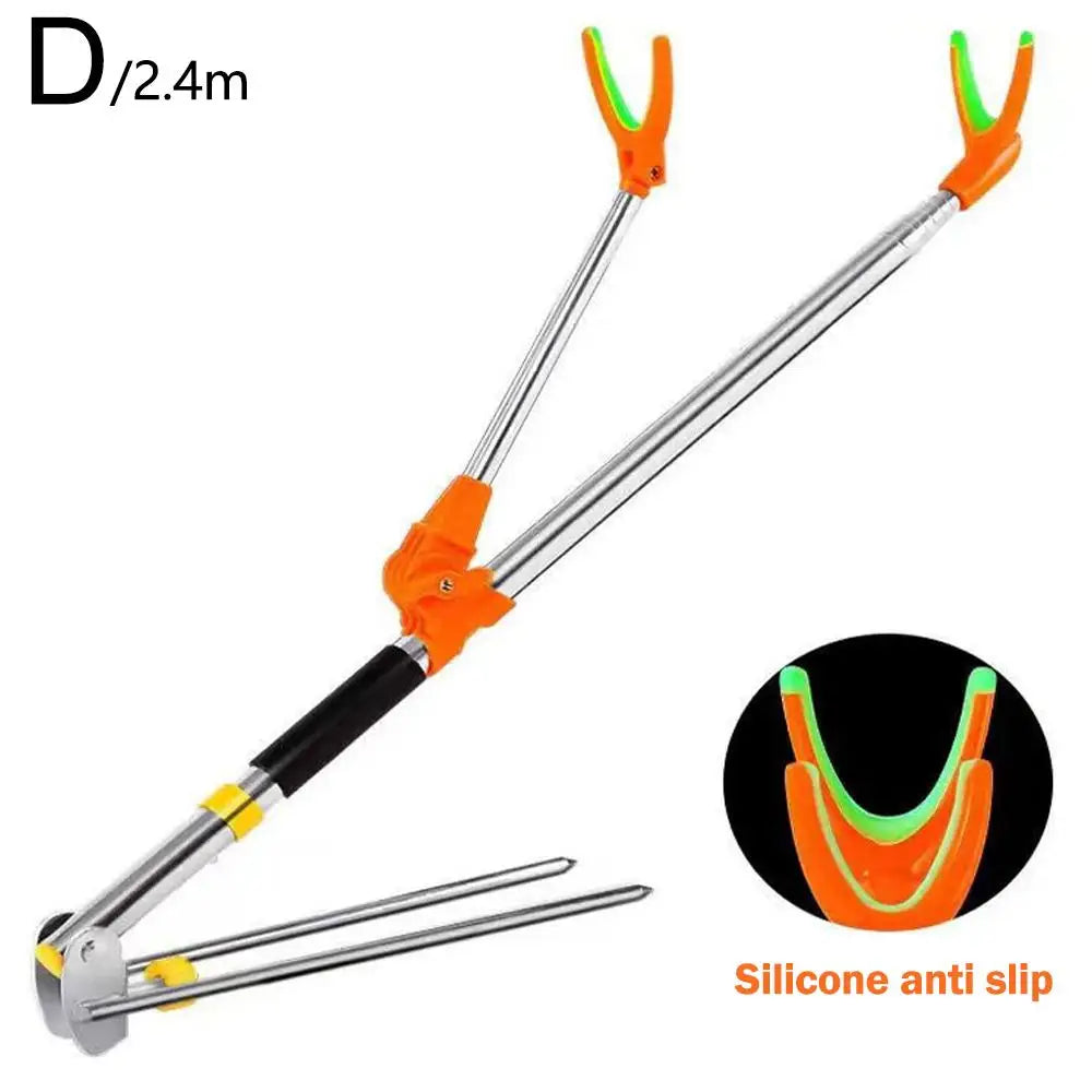Ground Fishing Rod Stand Bracket Adjustable Chair Box Fish Rods Holder 1.5-2.4M Foldable Fishing Tool Hand Rod Brackets Qme 2.4M