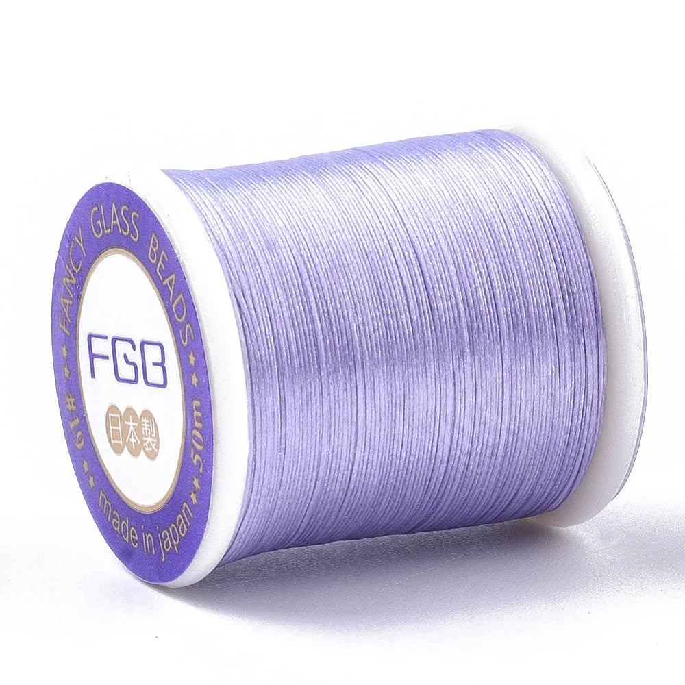 PandaHall 50m/Roll Multi-Color Nylon 66 Beading Thread, 0.1mm High Strength Stretch Resistant for Seed Bead Jewelry Making Qme Lilac