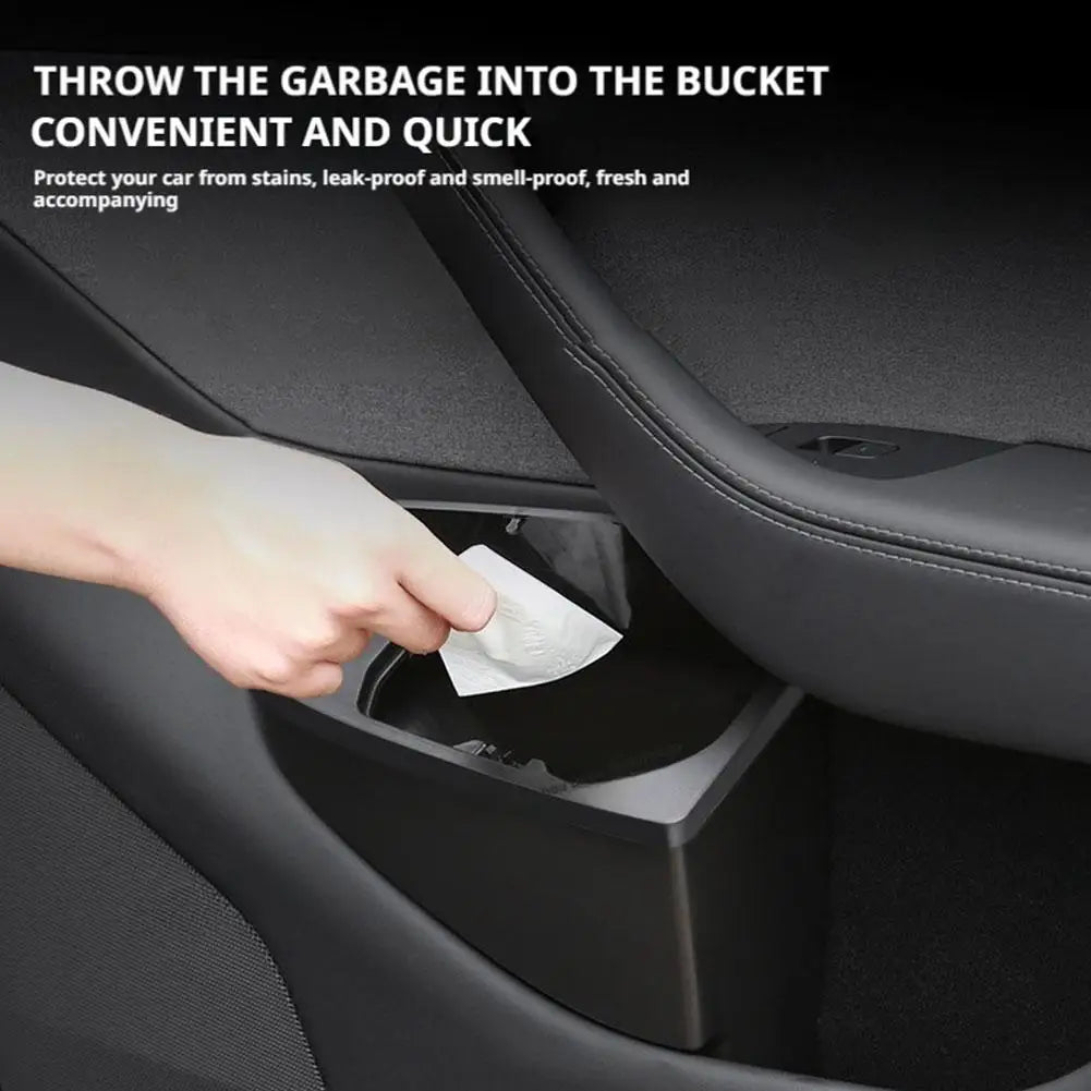 Front Door Storage Trash Can Tesla Model Y Slot Garbage Dust Case Box Qme