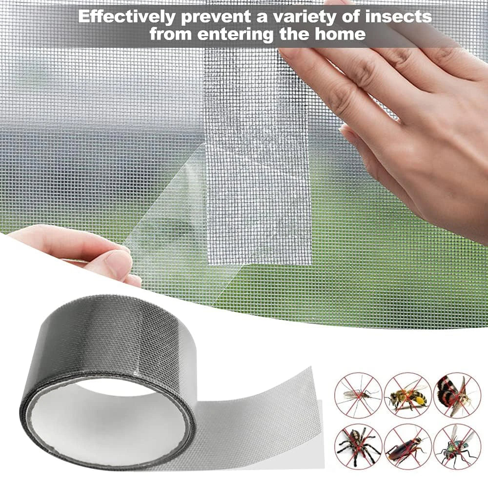 2M Door Window Screen Repair Tape 5cm Width Super Strong Adhesive Waterproof Fiberglass Instantly Covering Mesh Hole Tears Tape Qme