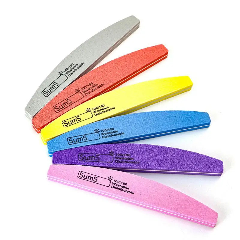 2 5 Professional Double-sided Nail File Block Colorful Sponge Polish Qme