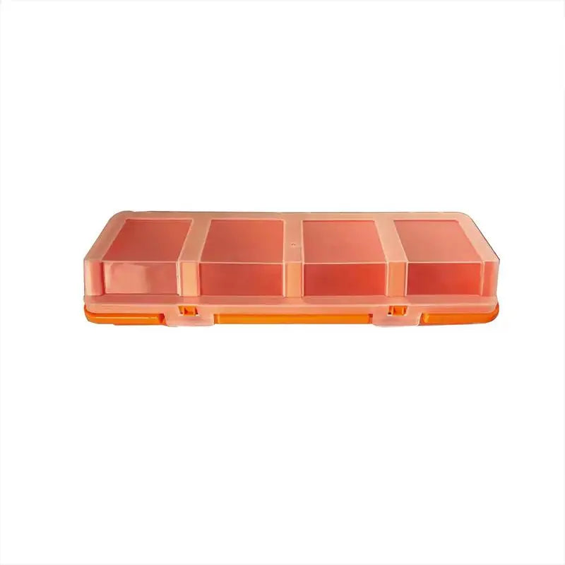 Screw Organizer Box Display Parts Storage 4 Compartments Lid Plastic Qme one size Orange