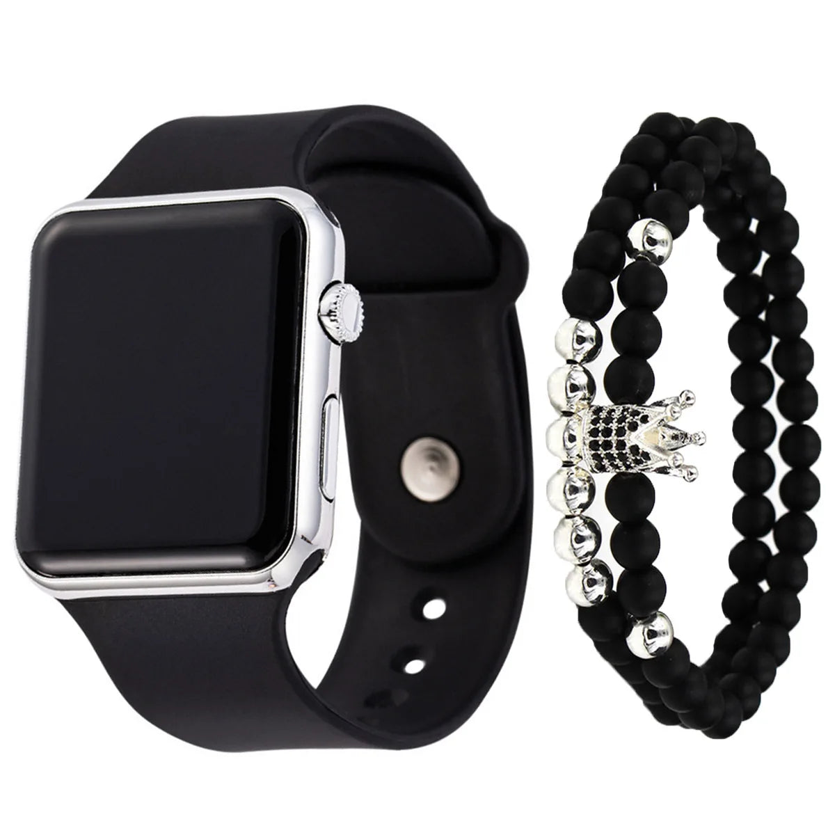 Sport Digital Watch Women Men Square LED Watch Silicone Electronic Watch Women's Watches Clock relogio feminino digital reloj Qme Black S set
