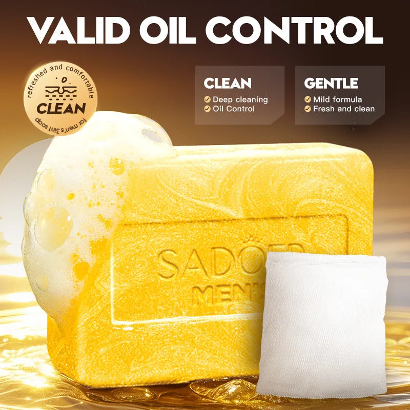 Luxury Men's 3-In-1 Golden Cleansing Soap Refreshing Oil-controlling Qme Golden soap 100g