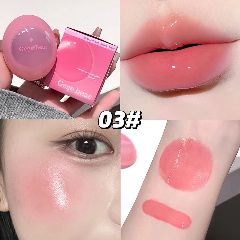 Gege Bear Dual-use Lip Jelly Glaze Blush Moisturizing Jam Gloss Honey Qme GX1398-03