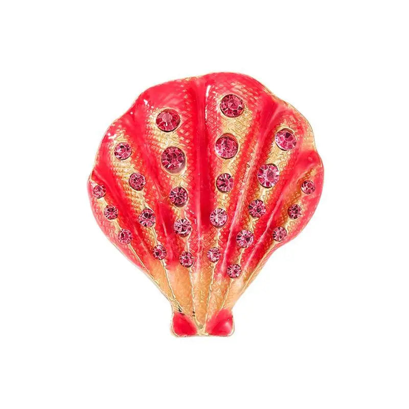 Rhinestone Shell Brooches For Women Unisex Enamel Ocean Pins Friend Event Party New Gifts Jewelry Decoration Accessories Qme C