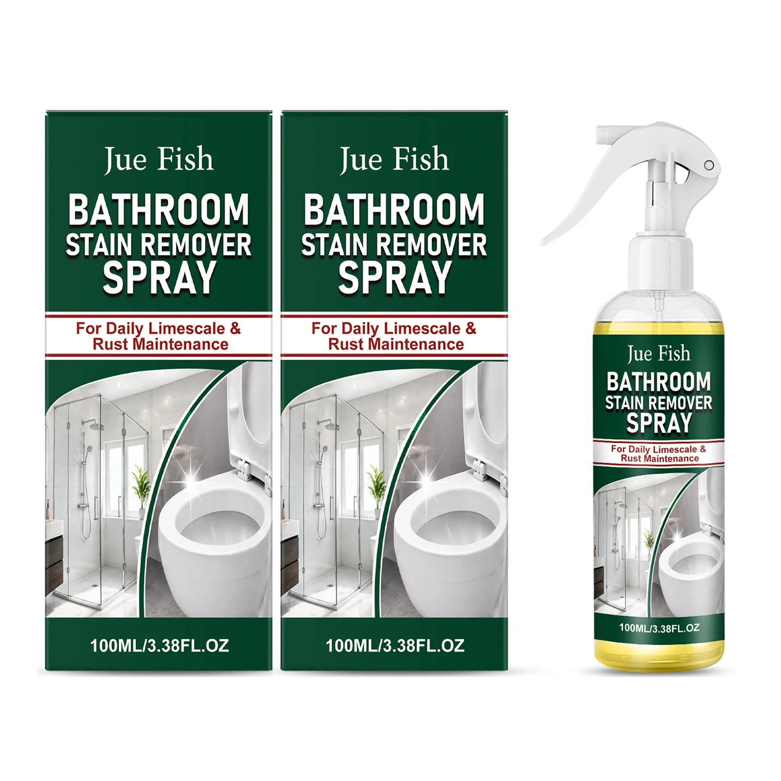 Bathroom Cleaning Spray Dissolve Scale Remove Mold Stains Eliminate Odors Long-Lasting Fragrance Multi-surface Limescale Cleaner Qme 2 x 100ML Boxed