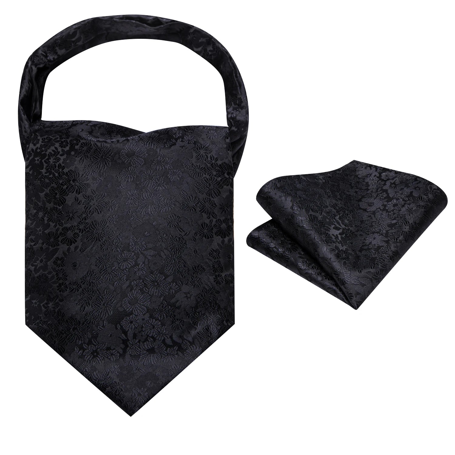Ascot Tie Set, Classic Cravat with Pocket Square & Decorative Ring, Fashion Men's Neck Accessories Wedding Party silk Daily Wear Qme