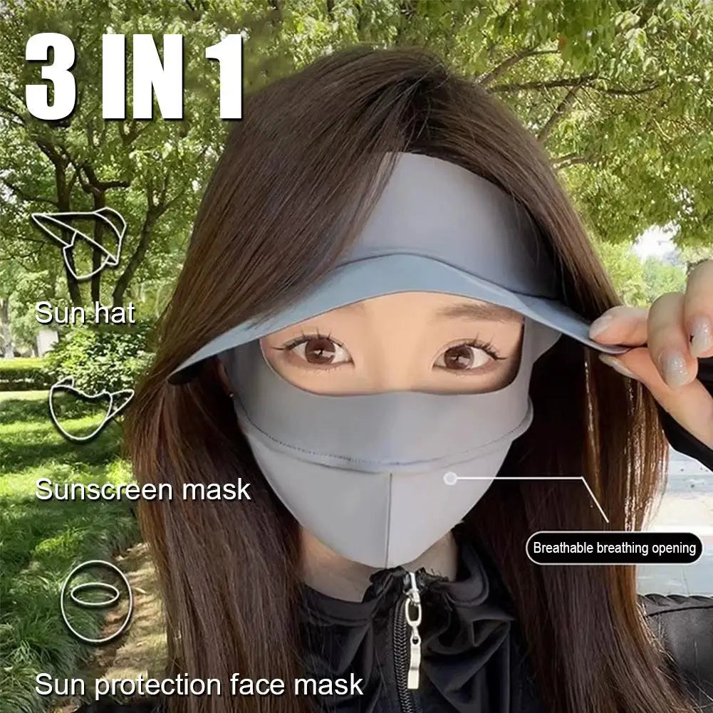 Full-face Integrated Sun Protection Face Cover Hat Mask Anti UV Full Qme