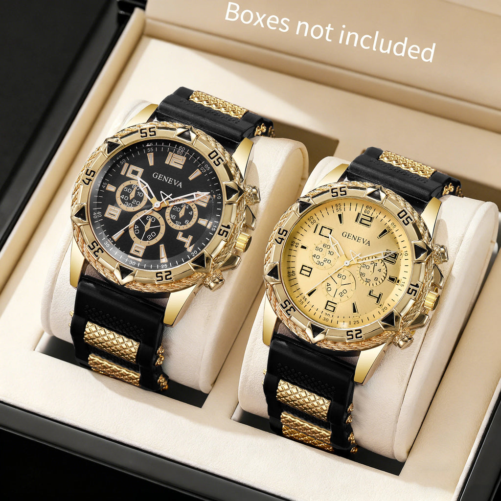 1/2PCS Fashion Silicone Strap Men Business Watches Quartz Watch Wristwatch For Man Clock Reloj Hombre (Without Box) Qme A No