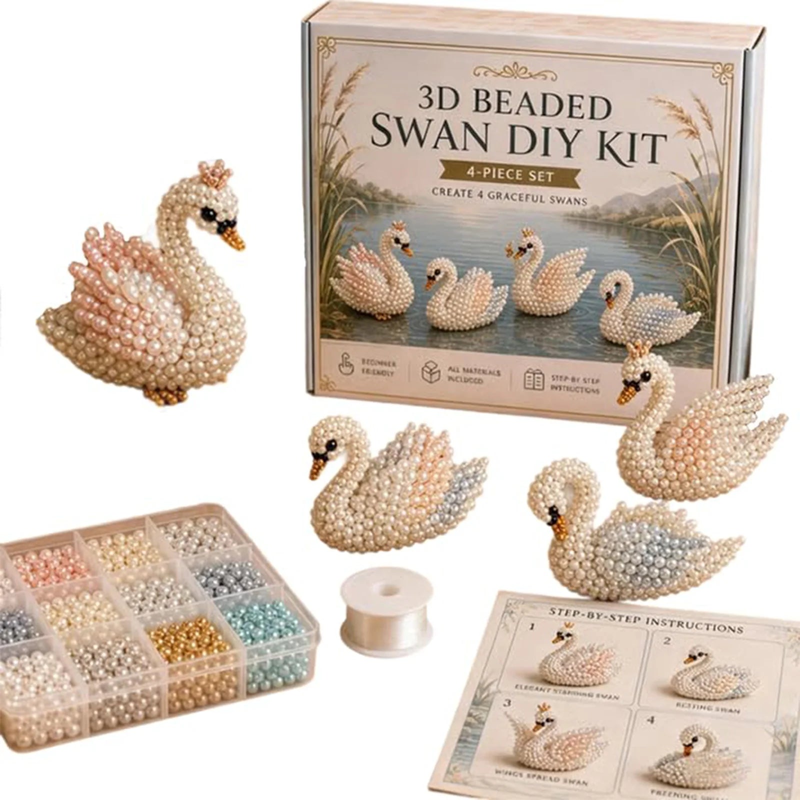 Diy Animal Beading Kit For Adults, Handmade Tiny 3d Beaded Animal Craft Kit, Cute Bead Set With Instructions For Creative Qme Style O set