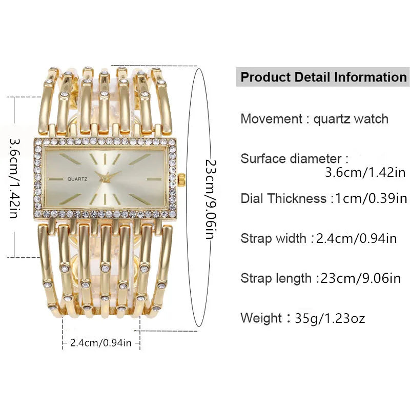 Women's Watch Luxury Rhinestone Quartz Cuff Bangle Watch Analog Stainless Steel Party Dress Wrist Watch Qme