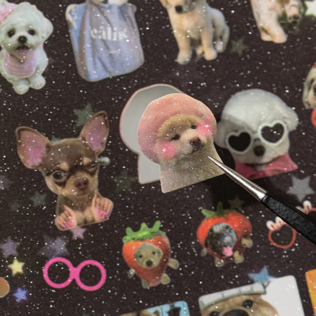 Cute Pets Theme Sticker Book 30 Sheets/Bag with Ring Binding for Scrapbooking DIY Collage Material Background Decoration Qme