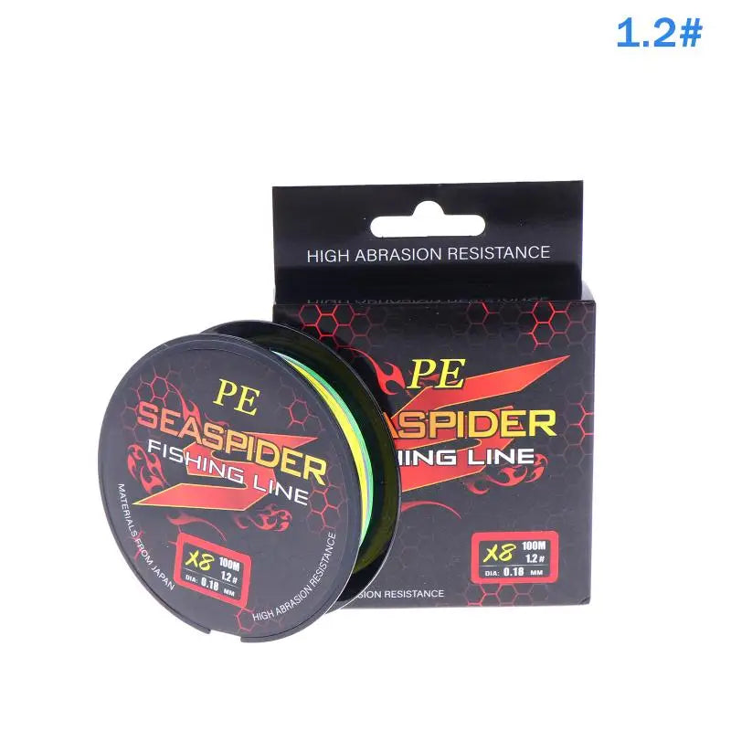 8 Strands 100M PE Braided Fishing Line Multifilament Lines Sea Wire Qme 1.2