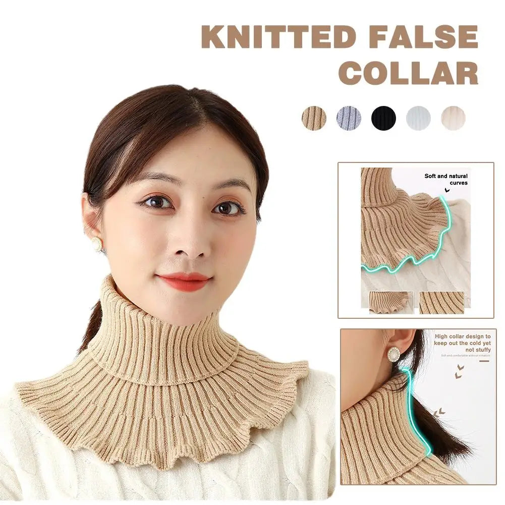 Warm Knitted Fake Collar Woolen Women Turtleneck Knitted False Fake Collar Detachable Neck Scarf Thicken Windproof Fake Collars Qme