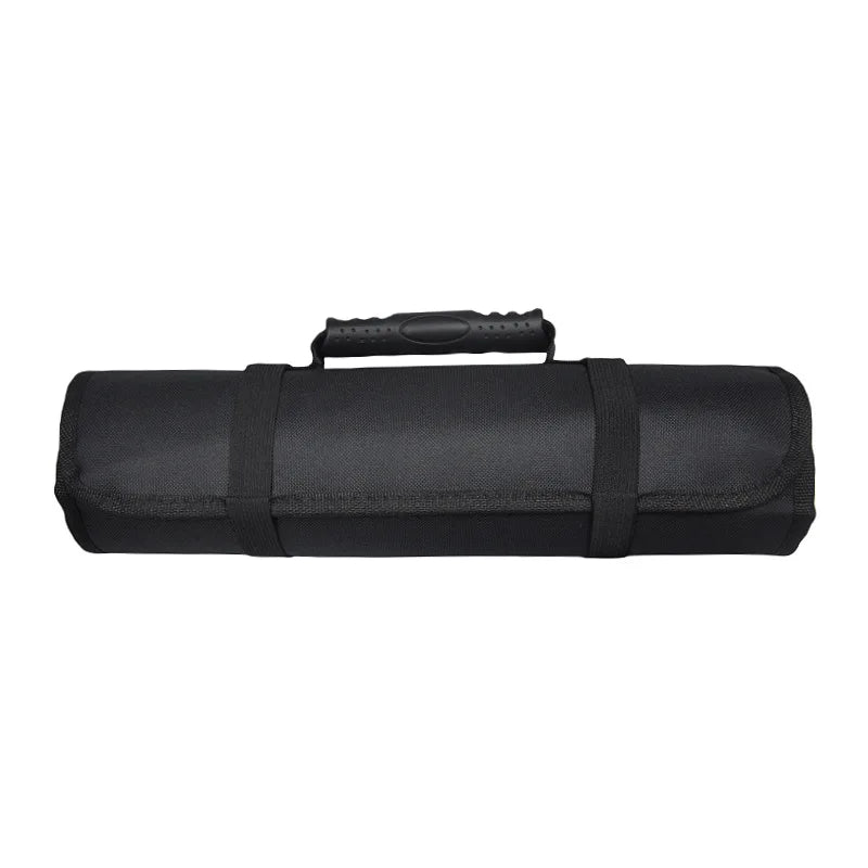 Portable Roll-Up Tool Bag Made of Oxford Fabric Durable Storage for Automotive Electrician & Hardware Tools Qme Black