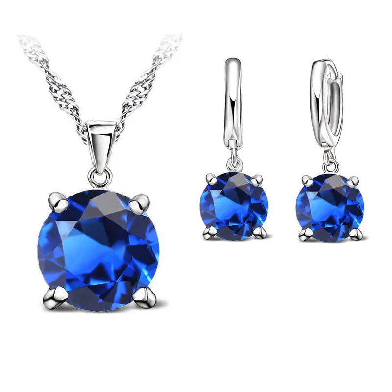 Real 925 Sterling Silver Color Earrings CZ Crystal Classic Round Earrings For Women Wedding Engagement Fashion Brand Jewelry Qme
