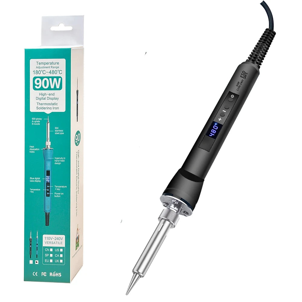 90 100W Digital Soldering Iron Repair Welding Tool Calibration Qme 988-90W-black 110V US PLUG