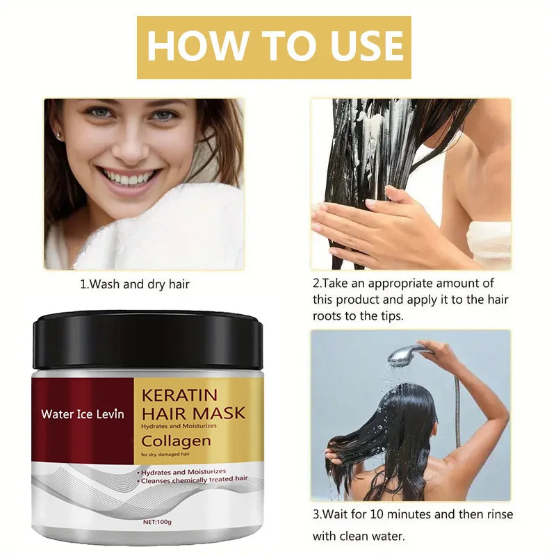 Collagen Keratin Hair Mask Dual Oil Control Moisturizer Conditioner Soft Smooth Frizz Damaged Repair Revitalize Hair Care Qme