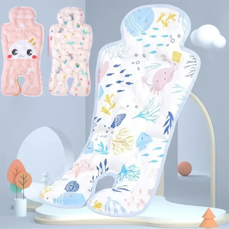 Stroller Cooling Pad Foldable Breathable Car Seat Liner Cotton Summer Travel Newborn Baby for Car Seat Stroller Outdoor Use Qme