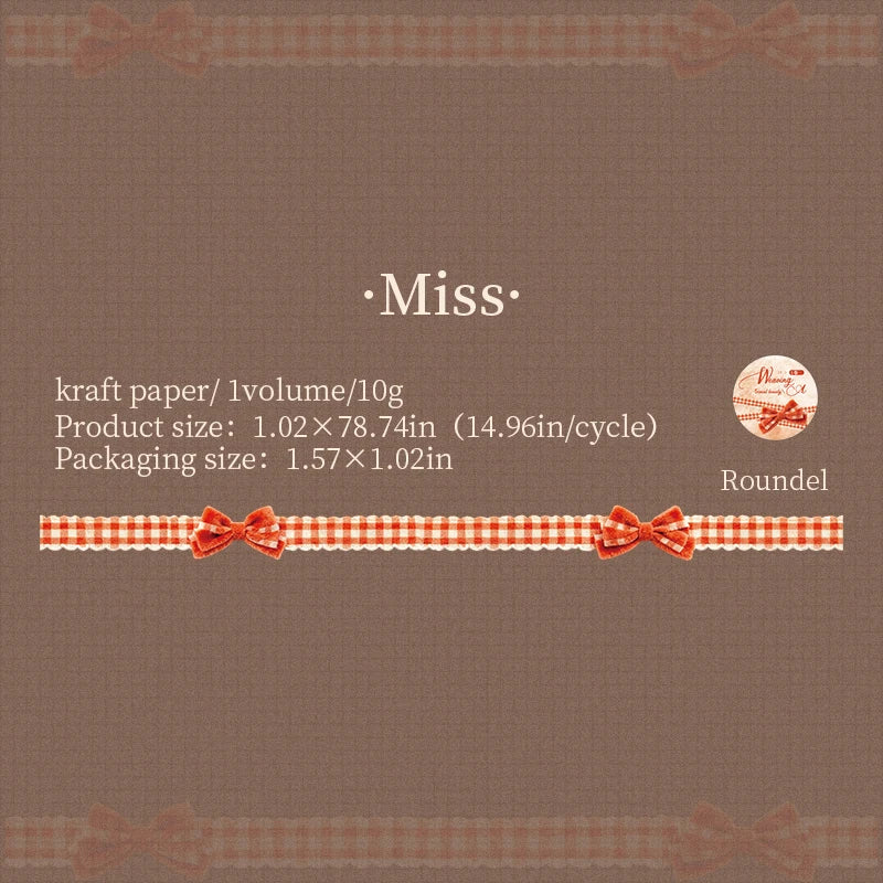 1 Roll Bow Pattern Fabric Texture Themed Die-Cut Washi Tape for DIY Scrapbook Frame Collage Laptop Phone Cup Luggage Guitar Deco Qme 3