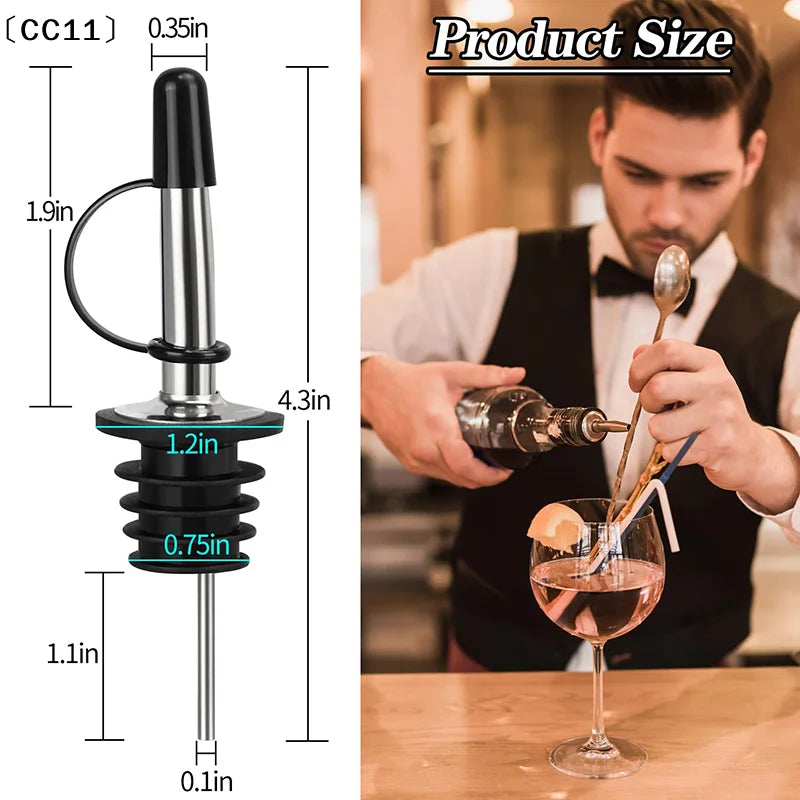 3 6 Stainless Steel Liquor Oil Wine Bottle Pourer Leak-proof Sealed Qme