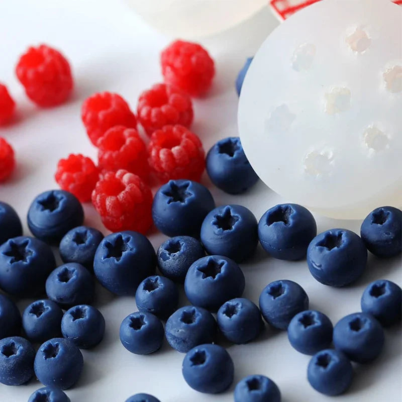 3D Blueberry Raspberry Shape Silicone Mold Sugar Craft Soap Baking Tools Cake Mould Chocolate Pastry DIY Kitchen Gadgets New Qme