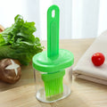 BBQ Oil Dispenser With Silicone Brush Kitchen Cooking Utensil For Outdoor Barbecue Baking And Grilling Oil Application Tool Qme 1PC-GREEN