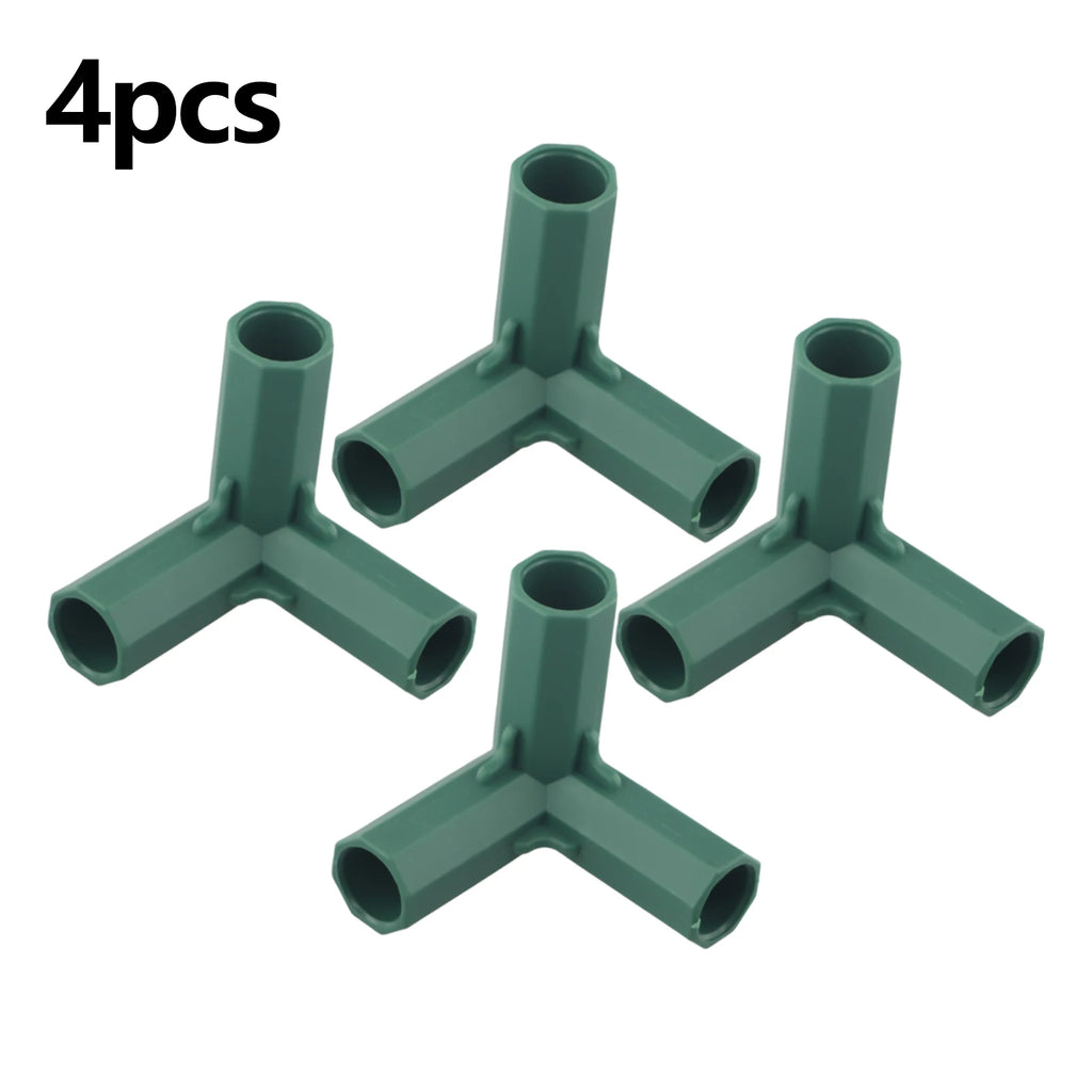 4 Pcs Plants Connectors Kit Plastic Greenhouse Frame Canes Building Connector Set 16-17mm Outdoor Garden Structure Pole Joints Qme