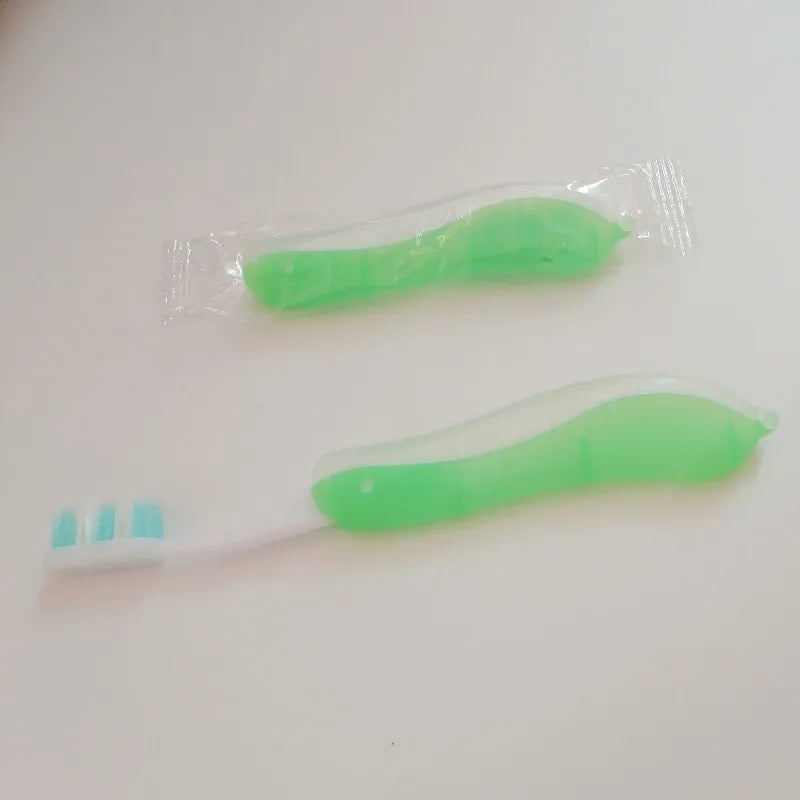 Hygiene Oral Portable Disposable Foldable Travel Camping Toothbrush Hiking Tooth Brush Tooth Cleaning Tools Qme 2pcs-green