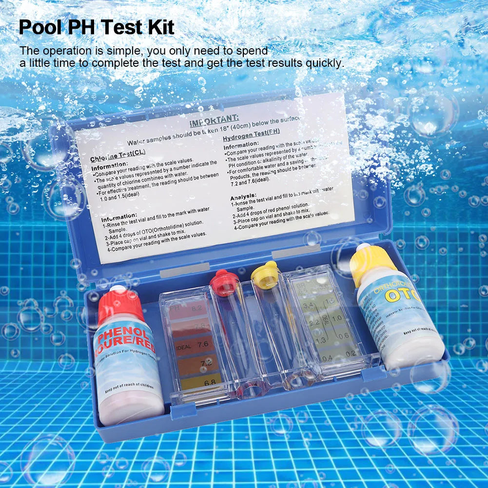 PH Chlorine Testing Kit Water Quality Test Box Accessories for Swimming Pool Pool Chlorine Test Kit Water Quality Test Box Qme