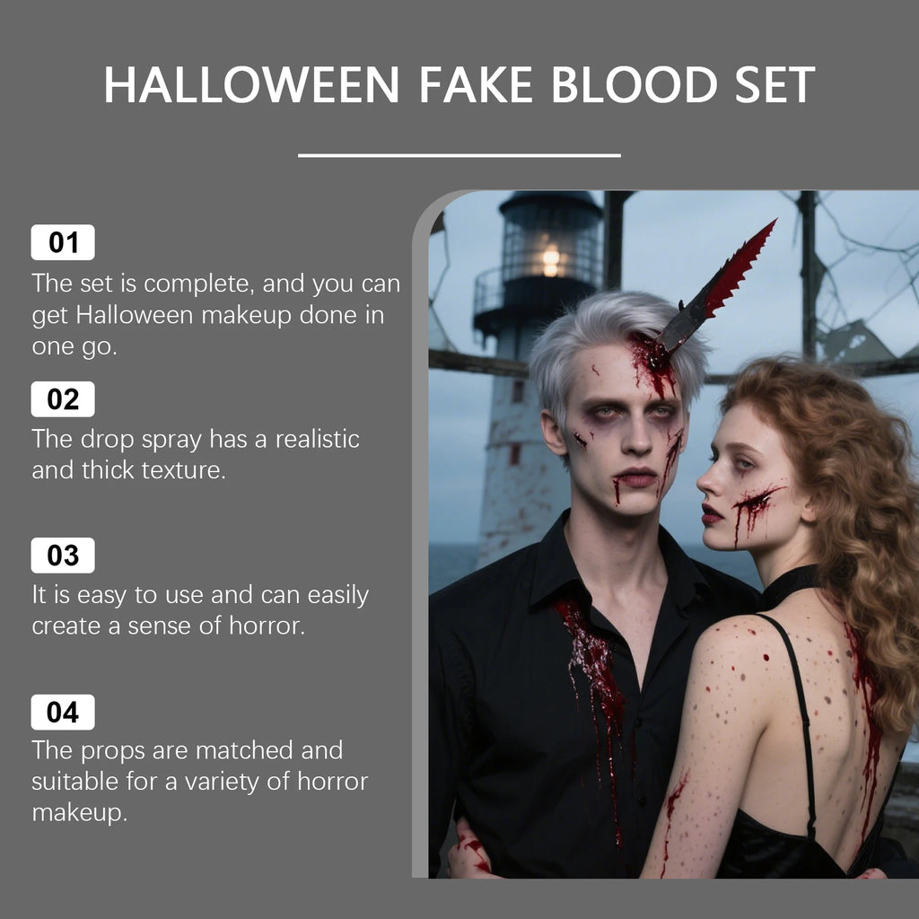 Halloween Fake Blood Set Realistic Fake Blood Styling Set for Festive Scary Party Supplies Realistic Special Effects Makeup Set Qme