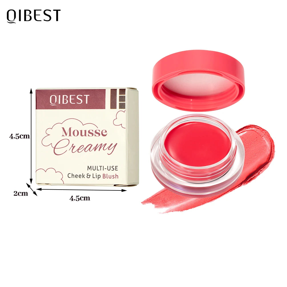 QIBEST Multi-Use 3 In 1 Makeup Lipstick Blusher Lightweight Mousse Cream For Eyes Lasting Lip Mud Face Blush Beauty Cosmetics Qme