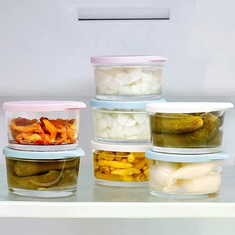 Microwave Safe Round Food Storage Container Borosilicate Glass Pickle Qme