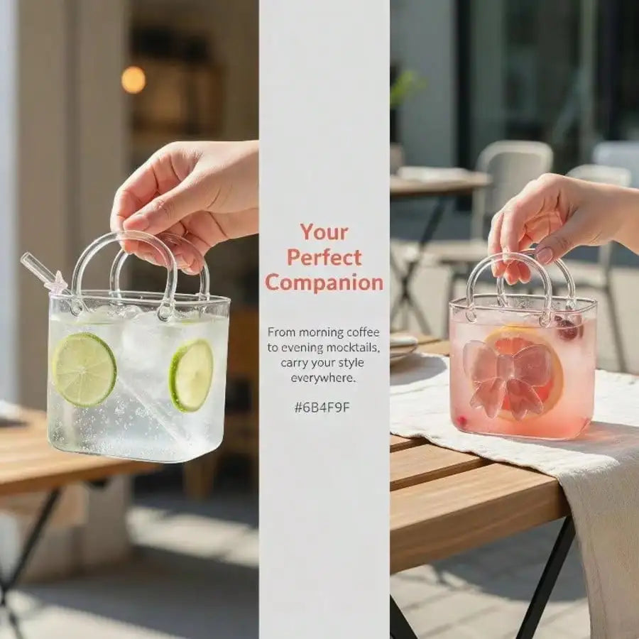 Glass Handbag Cocktail Straw Creative Beauty Beverage Borosilicate Qme