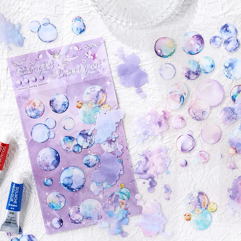 4 pcs Kawaii Stationery Sticker Bubble Sticker for Scrapbooking Supplies Junk Journal Materials DIY Collage Decorative Stickers Qme