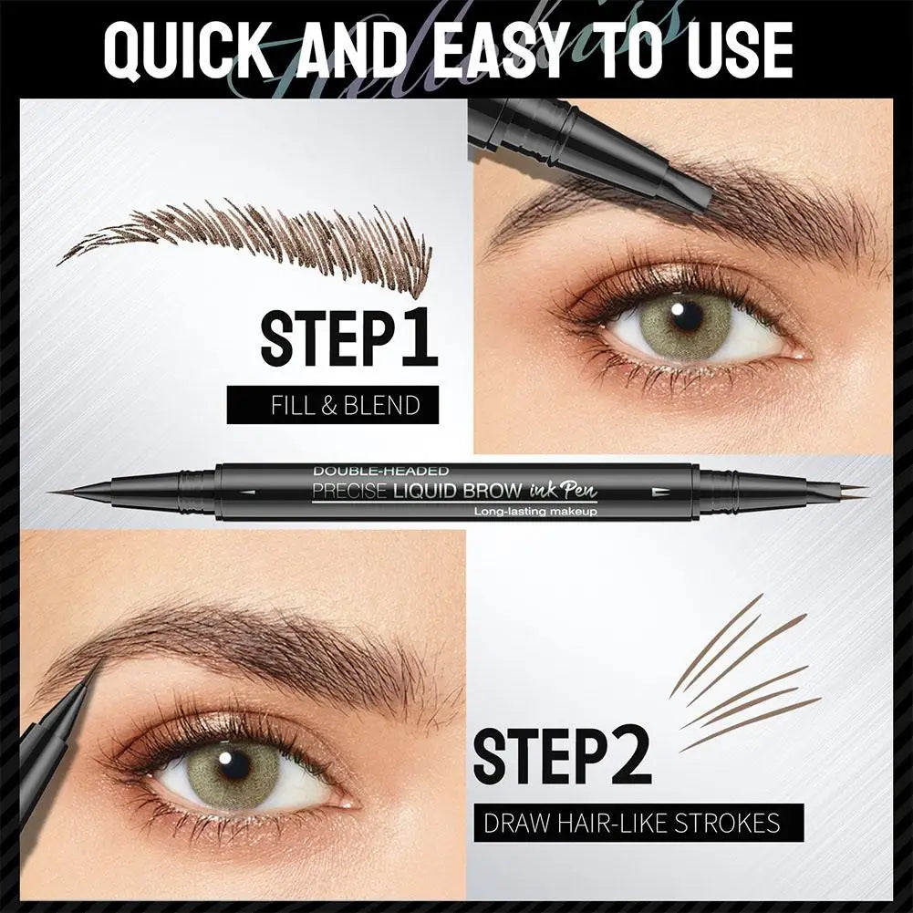 Two-pronged Eyebrow Pencil Waterproof Two-in-one Liquid Eyebrow Pencil Curved Eyebrow Pen With Fork And Precise Brush Tip Makeup Qme
