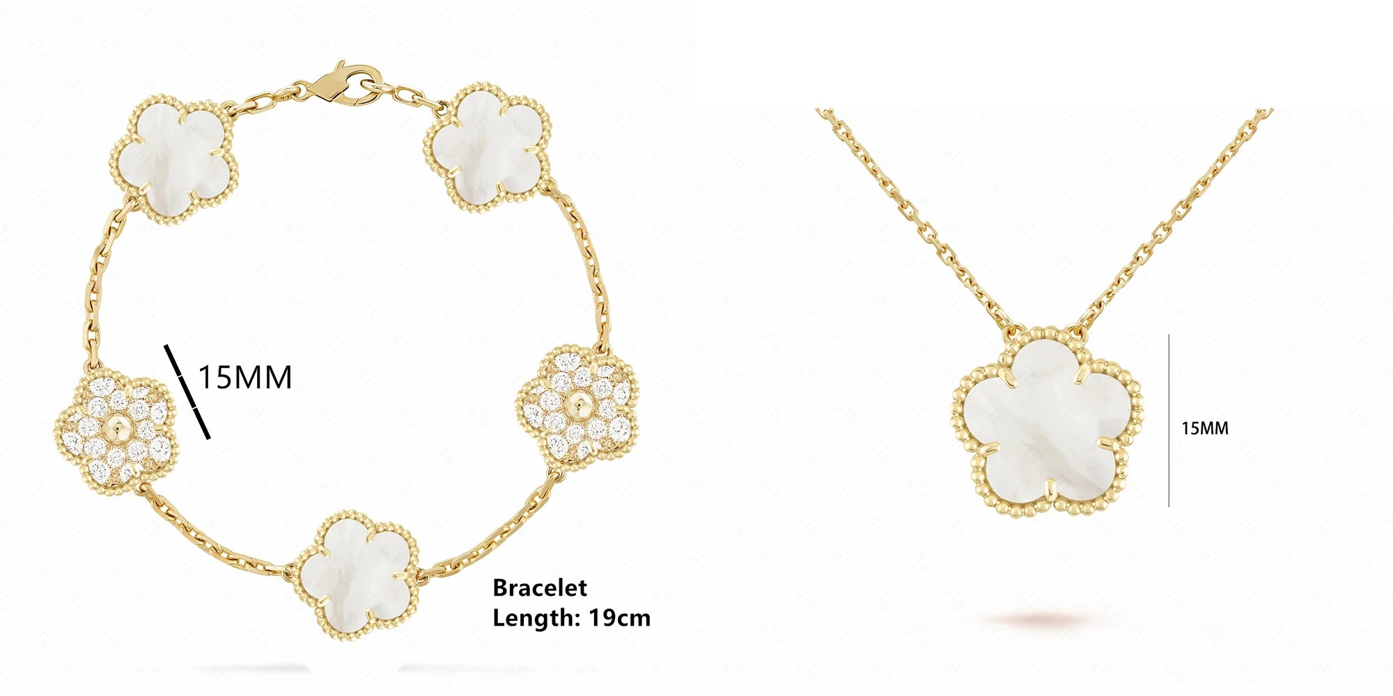 INS Hot Selling 15mm Natural Stone Five Leaf Flower Set Bracelet Necklace Flower Jewelry For Women Free Shipping For Daily Wear Qme