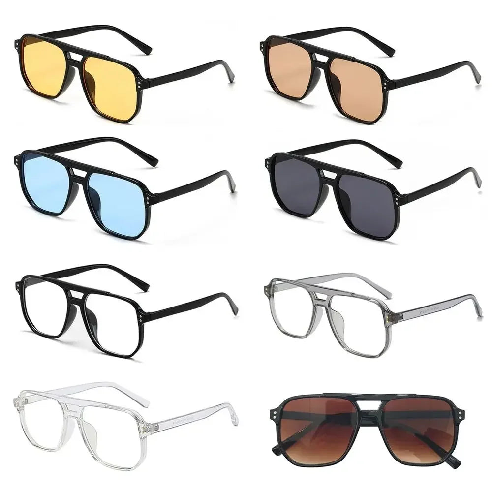 Punk Square Frame Sunglasses Anti-UV Retro Sunglasses Beach Eye Protection Black Shades Glasses for Women Men Travel Accessories Qme