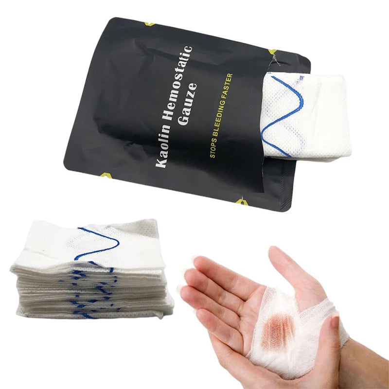 Hemostatic Kaolin Gauze Combat Emergency Trauma Z-fold Dissolvable Qme