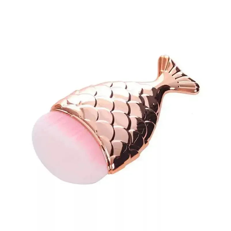 Fish Tail Shape Nail Brush Fishtail Bottom Cosmetic Brushes Soft Cleaning Dust Powder Nails Care Manicure Tool Nail Brushes Qme 2