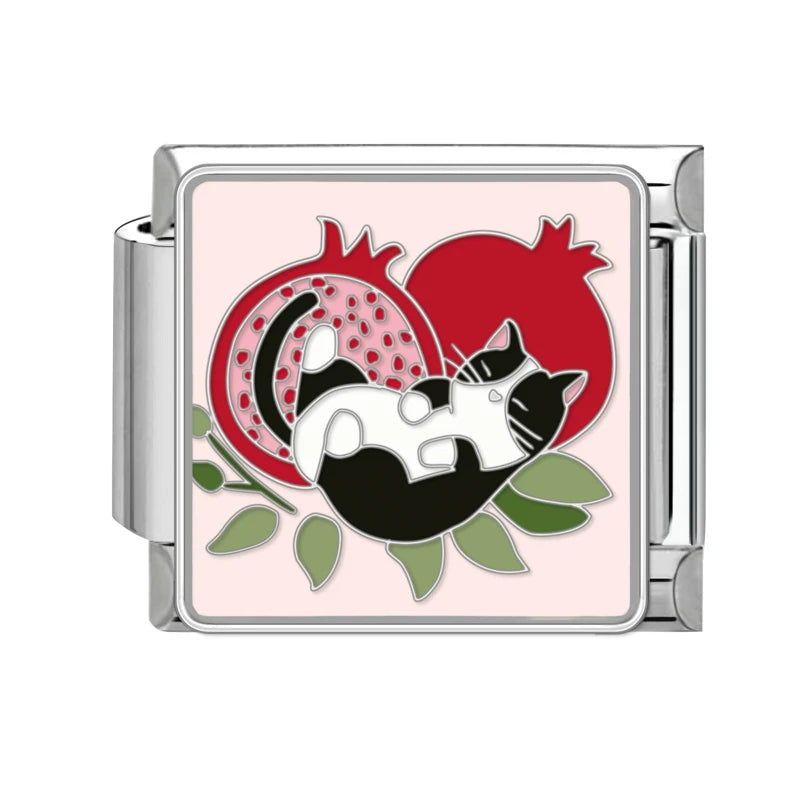 Fashion Colorful Cat Tulip Daisy Flowers Heart Charm Italian Links